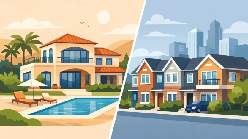 Difference Between Villas and Townhouses